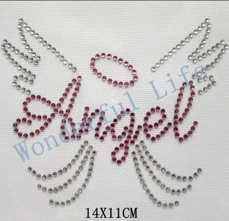 

Free shipping angel halo with a wing for girl baby Iron On Rhinestone Transfer hotfix design