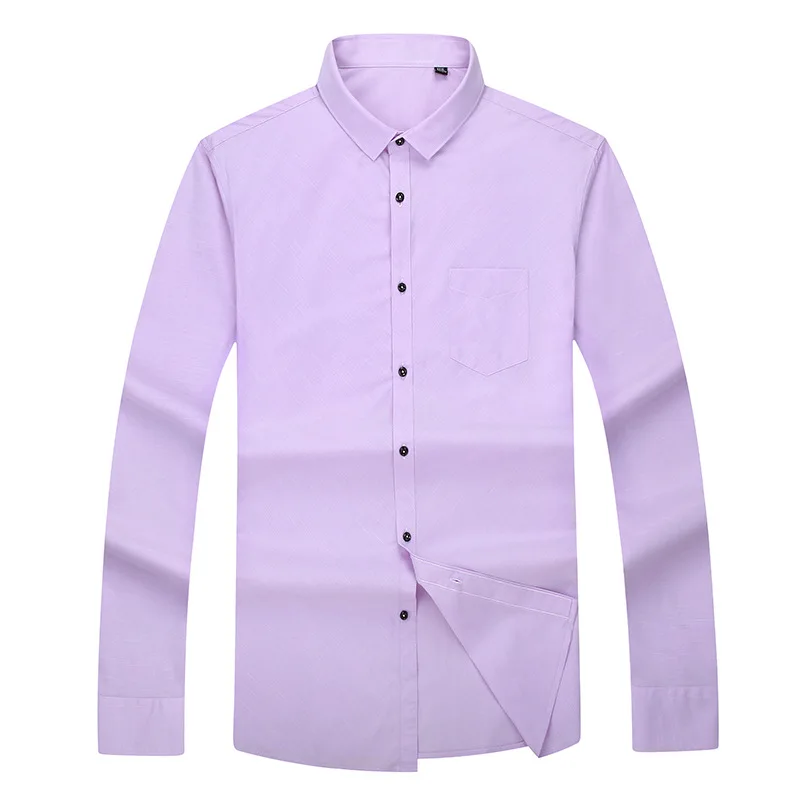 

Autumn new men's fattening plus size solid color versatile business leisure Long Sleeve Shirt