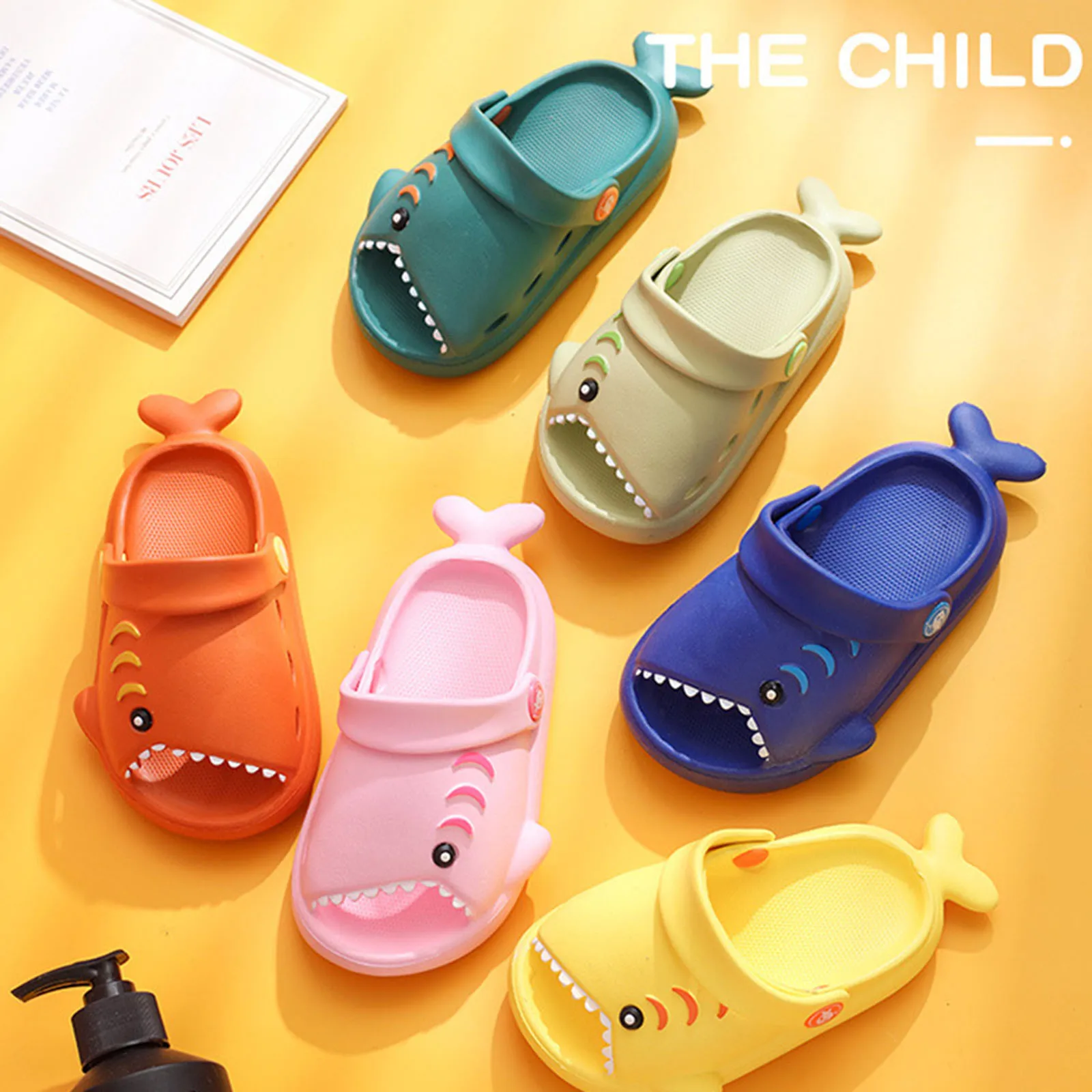 

Тапочки детские водонепроницаемые дышащие, Нескользящие, с 3d-изображением акулы, для мальчиков и девочек