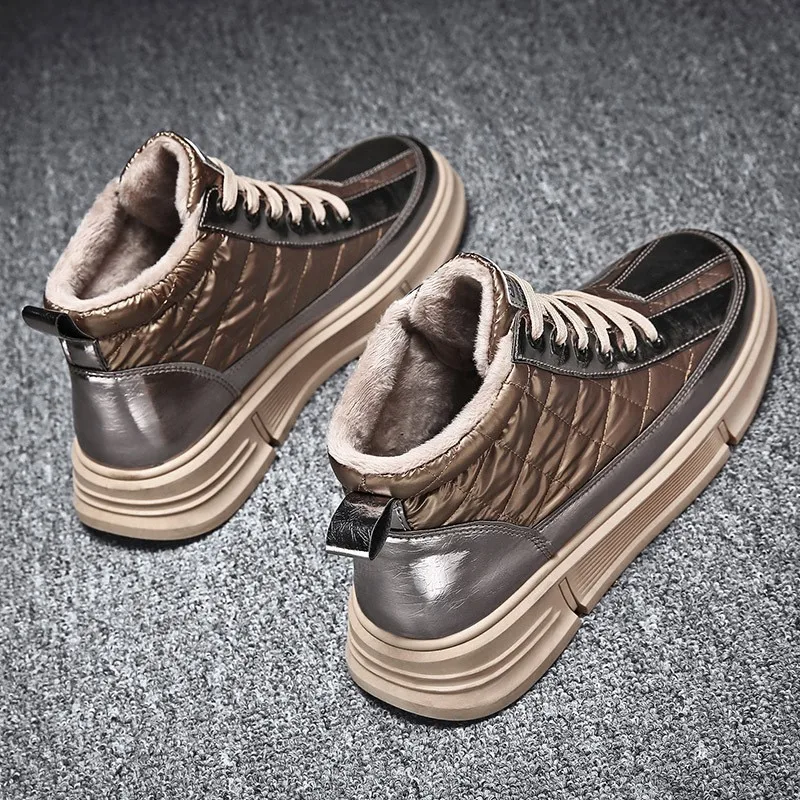 

Men's Shoes Winter New Fashion Business Board down Cloth Shoes Waterproof Leisure Construction Site Leather Shoes Black