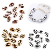 20304050pcs goldsilverrose gold color plated cowrie natural shell loose beads diy necklace bracelet accessories jewelry