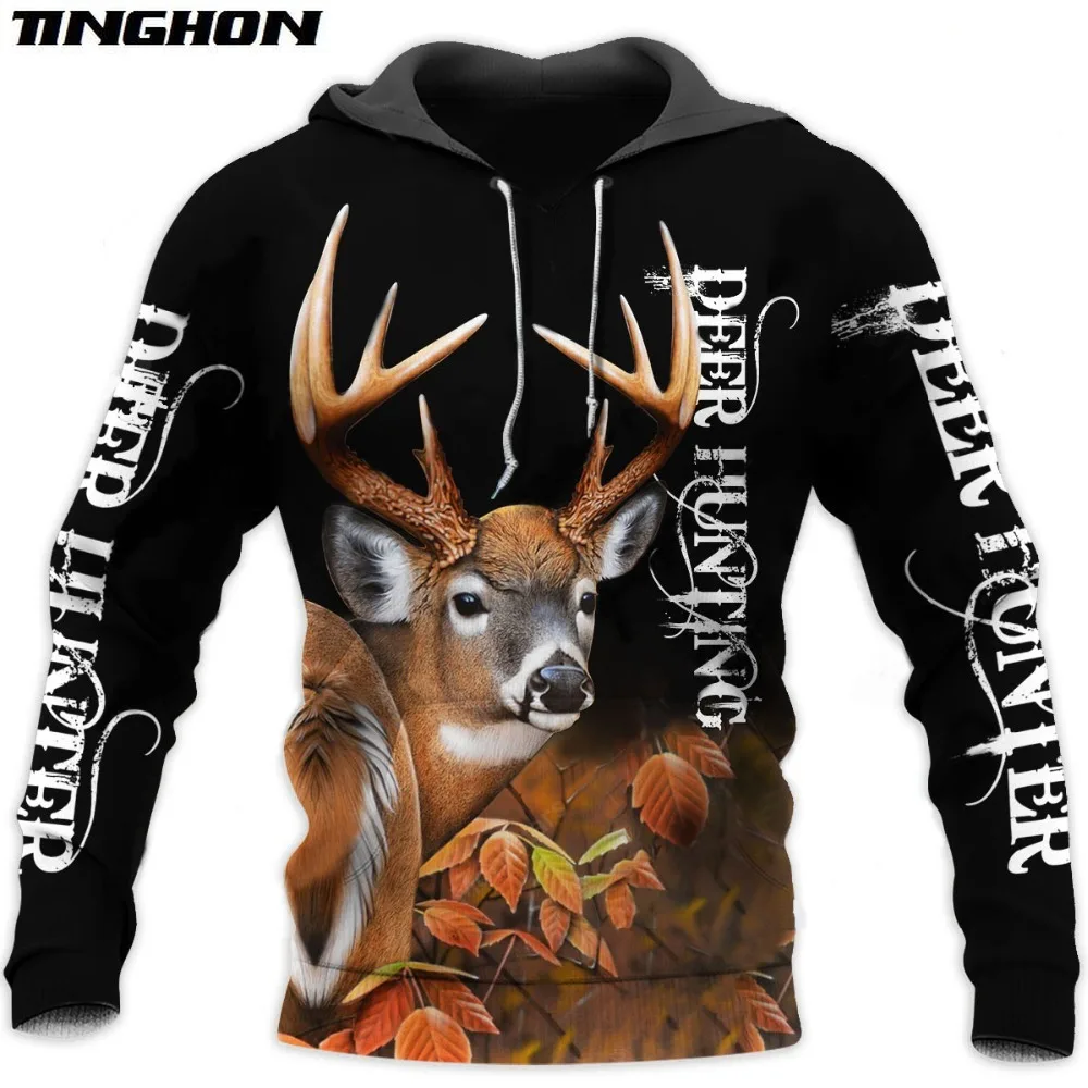 Худи художественное с 3D принтом АМО охотничьих животных и оленей худи для мужчин