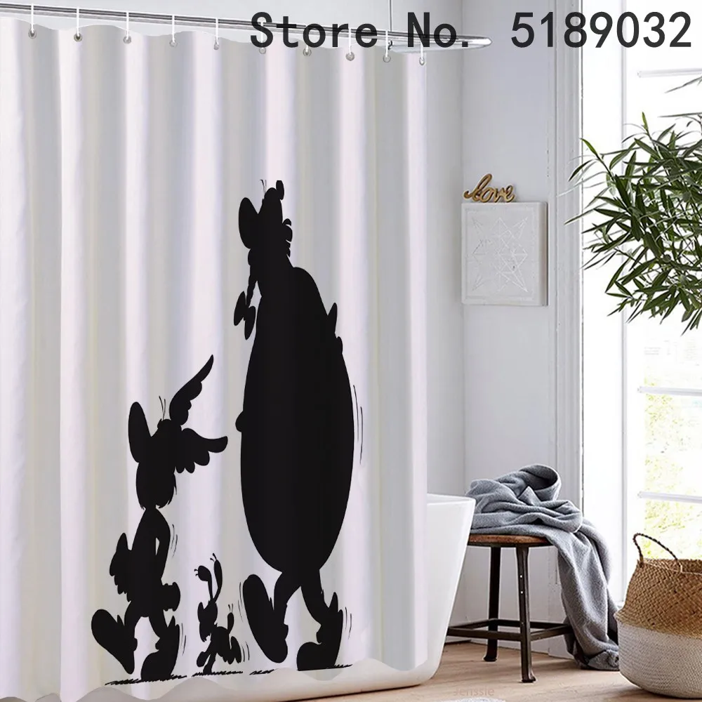 Мультяшная занавеска для душа Astérix 3D принт ванны Бесплатные Крючки забавные