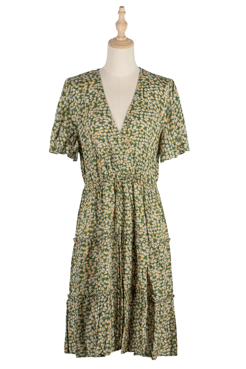

ZQLZ Summer Women Dresses Fashion Floral Printed Beach Midi Dress Plus Size Short Sleeve V-neck Beach Ladies Chiffon Dresses