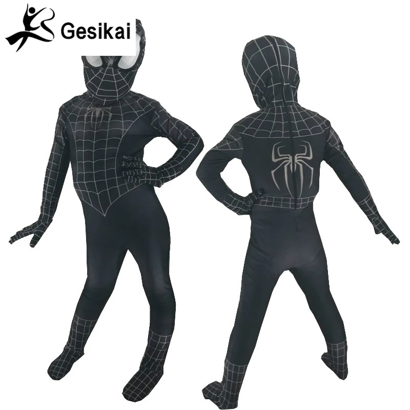Детский Костюм Для Косплея Человек-Паук Лайкра Спандекс Герой Zentai Высокое