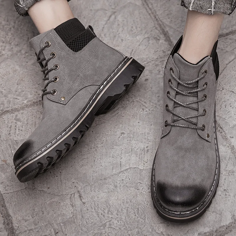 

2019 Autumn Winter New Men Sneakers Ankle boots High Top Men Shoes Retro leather Casual Men Boots Male Casual Fashion L12-38