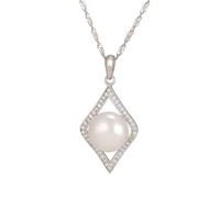 s925 european and american diamond pearl necklace silver pendant fashion design diy handmade accessories