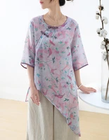 asymmetric vintage tops women casual irregular hem blouse party shirts summer 2021 short sleeve elegant mujer plus size blusas