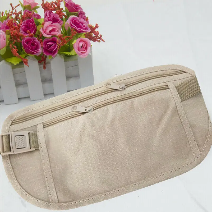 

Adjustable Nylon Travel Pouch Hidden Wallet Adjustable Passport Money Waist Belt Bag Slim Secret Security