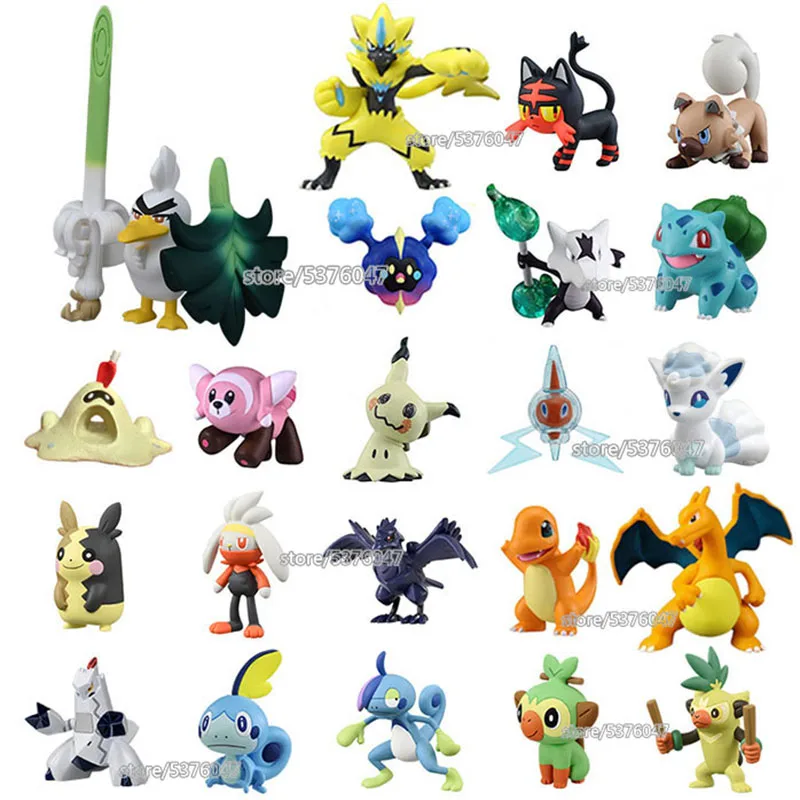 S Charmander Rockruff Lycanroc Litten Pikachu Rowlet Treecko Eevee Greninja Pokemons Action Figure Toys