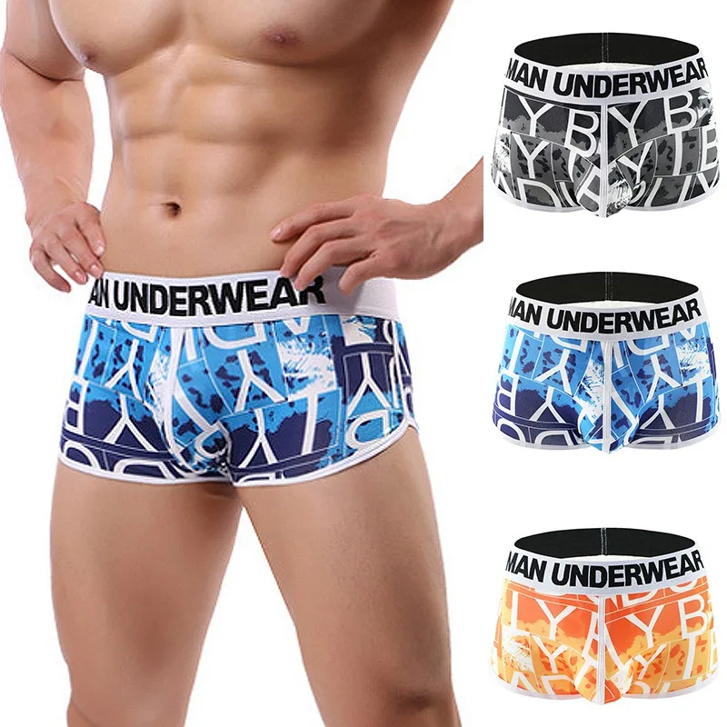 2020 трусы мужские хлопковые дышащие с принтом пикантные боксеры мягкие удобные