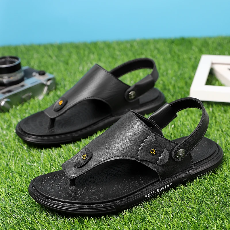 

Classic men's sandals summer leather sandals men's outdoor casual light sandals zapatos hombre тапочки для дома flip flops 38-44