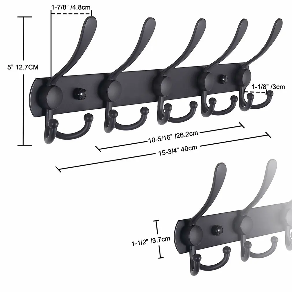 

Retro Heavy Duty Stainless Steel Coat Hook Hook Bathroom Hotel Door Back Wall Hook Rack Clothes Hook With 5 Tri Hooks