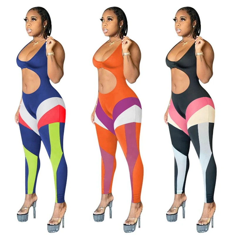 

ZKYZWX Sexy Hollow Out Workout Bodycon Rompers Womens Jumpsuit Summer Clothes One Piece Active Wear Party Club Birthday Outfits