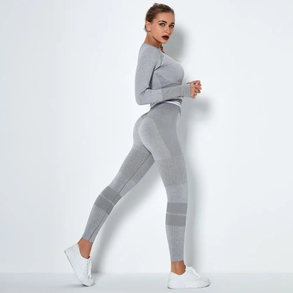 

2 Piece Yoga Set Knitted Seamless Fitness Suit Female Jogging Woman Clothing Women Set Two Piece Set Women Sportswear Gym Set