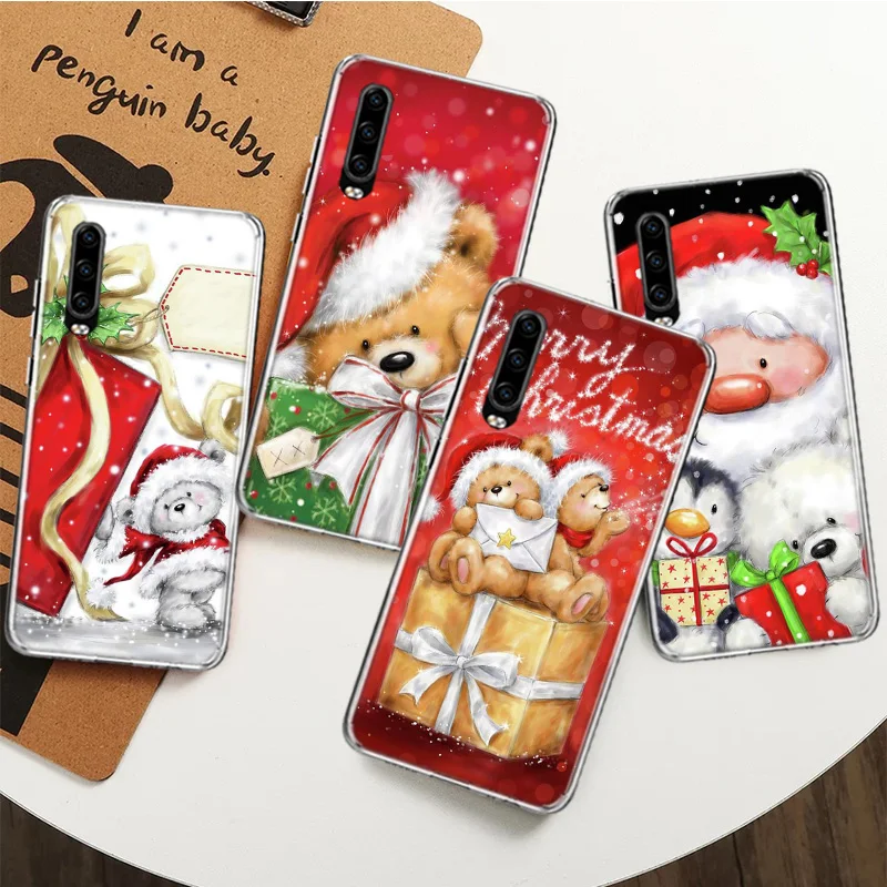 Happy Christmas Cute Bear Gift Silicon Call Phone Case For Huawei P30 P20 P40 P50 P10 Mate 20 30 40 10 Lite Pro Casing Housing |