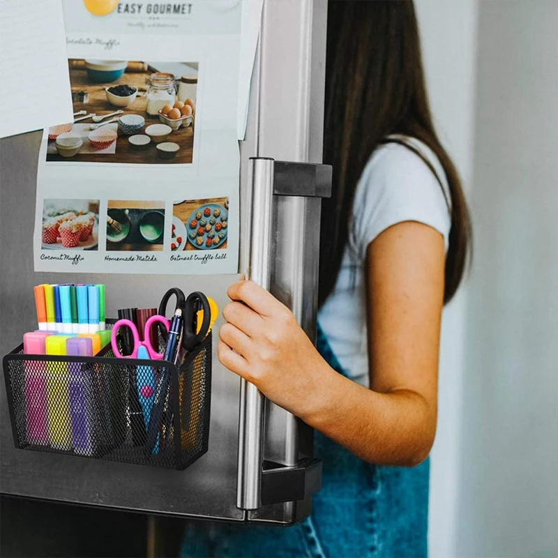

3 Pcs netic Pencil Holder Metal Strong netic Pen Cup netic Marking Storage Basket Storage Rack Can Fix Storage
