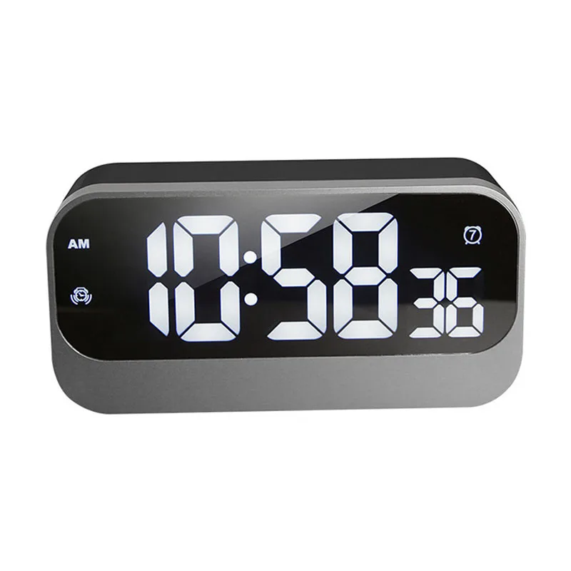 

AT69 -Digital Alarm Clock LED Mirror Clock,LED Clock with Mirror Surface,Bedside Desk Alarm Clock for Bedroom Office HomeDecor
