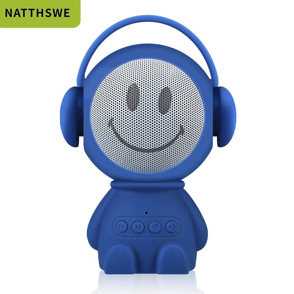 Синий NATTHSWE Портативный беспроводной Bluetooth динамик s Led беспроводной динамик плеер USB Радио Fm Mp3 для детей подарок - Цвет: Синий