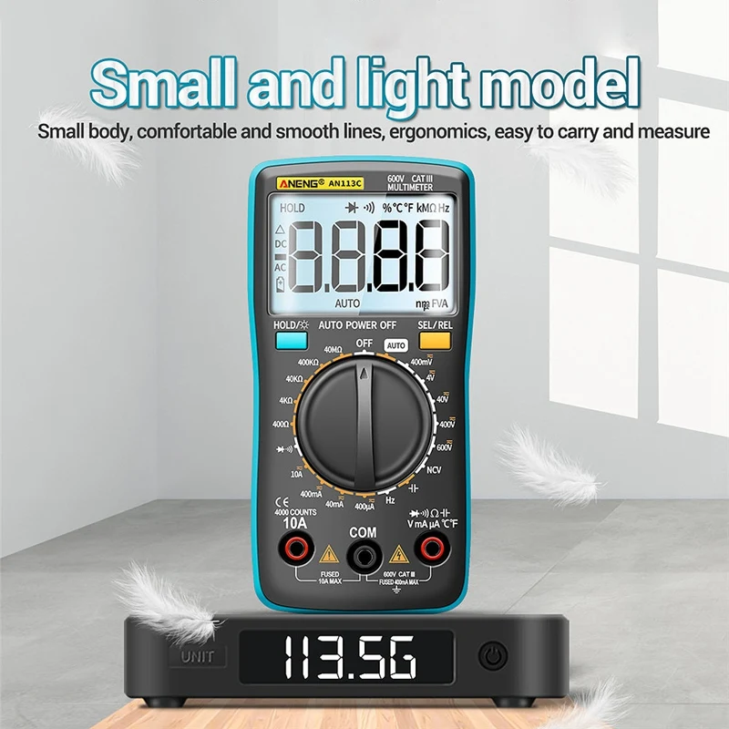 Акция! Цифровой мультиметр ANENG AN113C 4000 отсчетов True RMS ЖК-дисплей тестер переменного