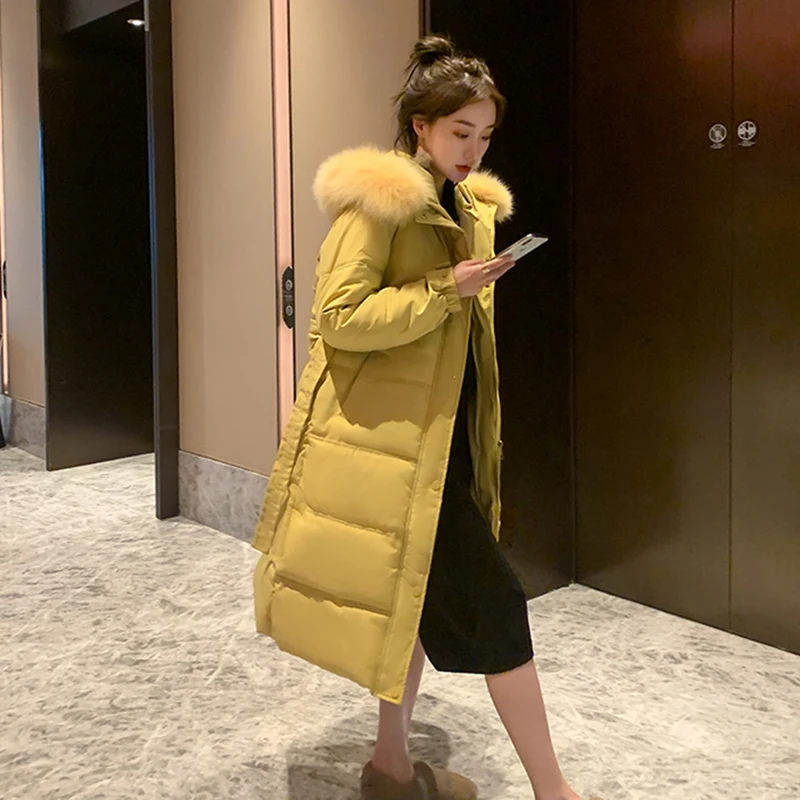 AOSSVIAO Warm Fur Liner Long Hooded Parkas Jacket Coat Fashion Winter Jacket Women Casual Thick Winter Coat Women 2021
