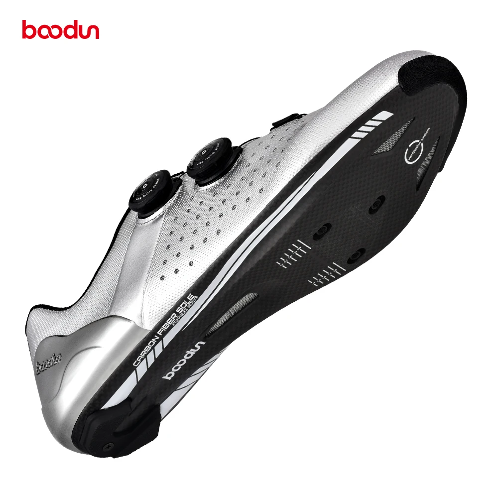 

BOODUN Carbon Fiber Road Cycling Shoes Self-locking Reflective Bike Sneakers Add Pedals Breathable Ultra-light Riding Bicicleta