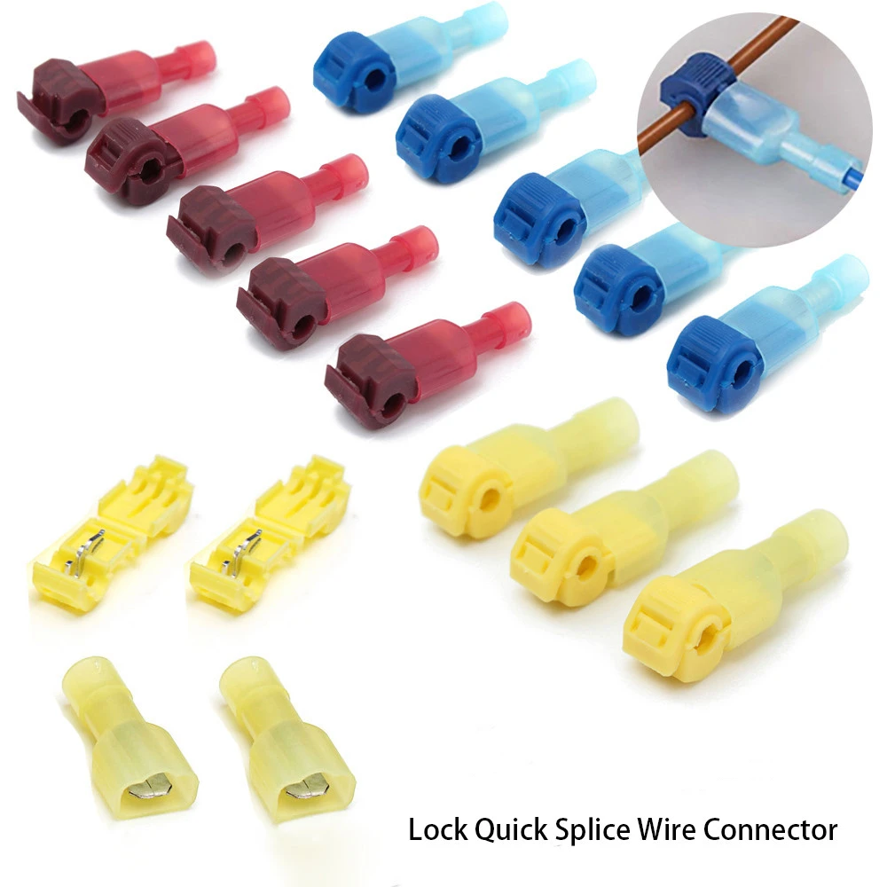 100/50pcs T Tap Wire Connector Quick Electrical Cable Connectors Snap Splice Lock Terminals Crimp Waterproof | Обустройство дома