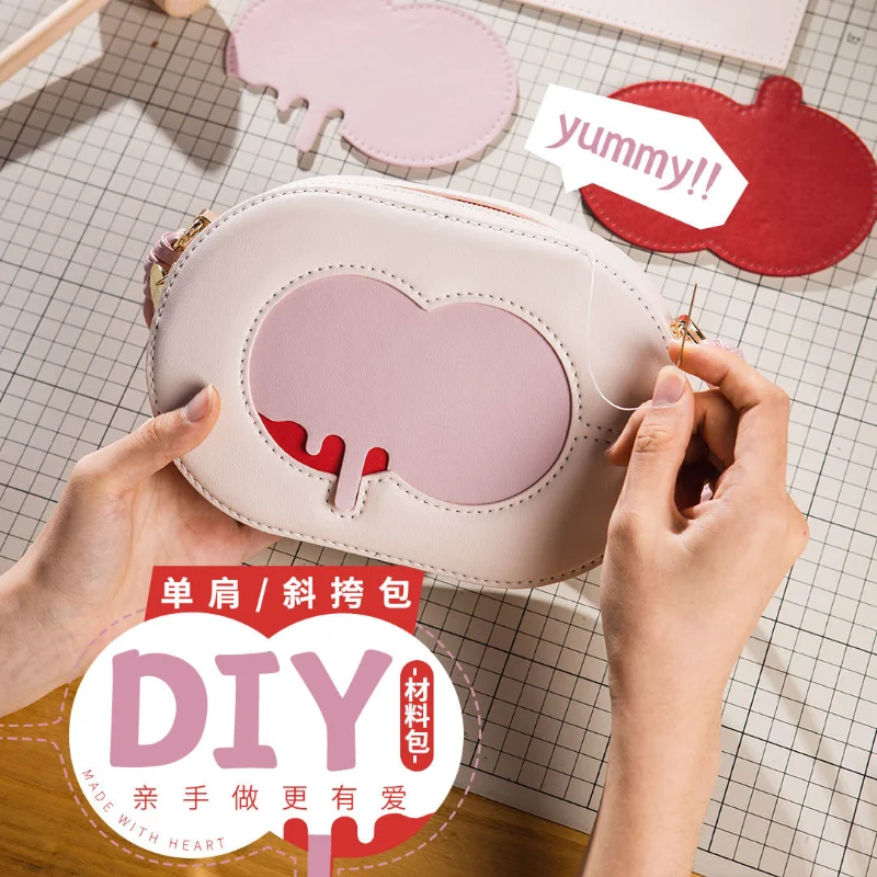 

Hand-knitted Packaging Diy Bag Diy Material Packaging Handicraft Gifts 2021 New Subsection Shoulder Oblique Package