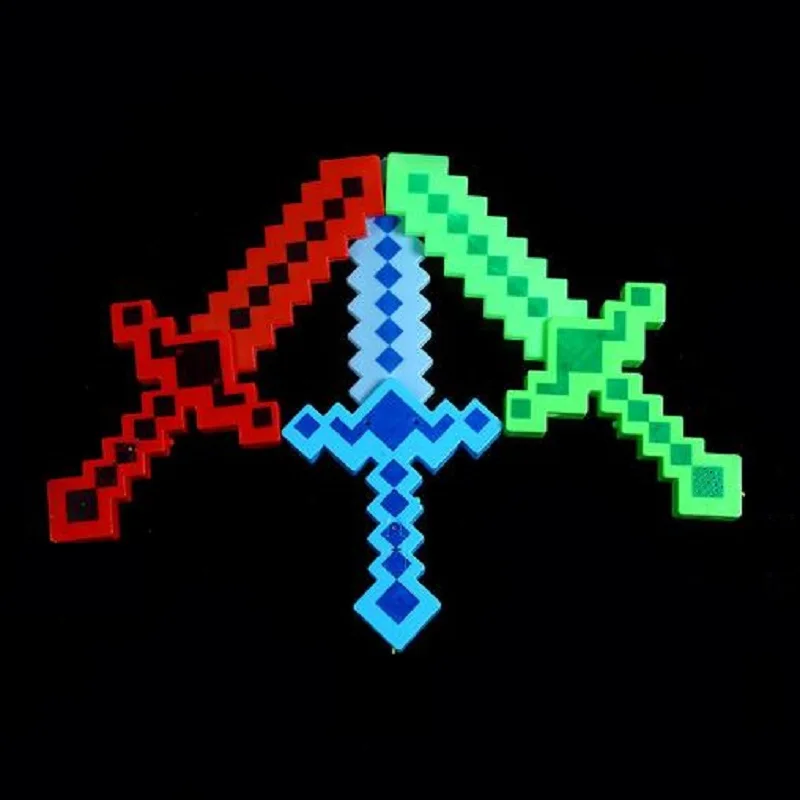 35 см Стив синий Алмазный меч топор светящийся звук пластиковая игрушка Алекс