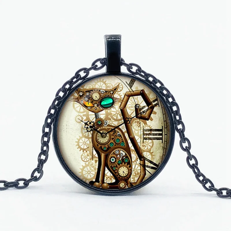 

Steampunk Cat Necklace Steampunk Mechanical Cat Pendant Necklace for Men and Women Wearing Accessories
