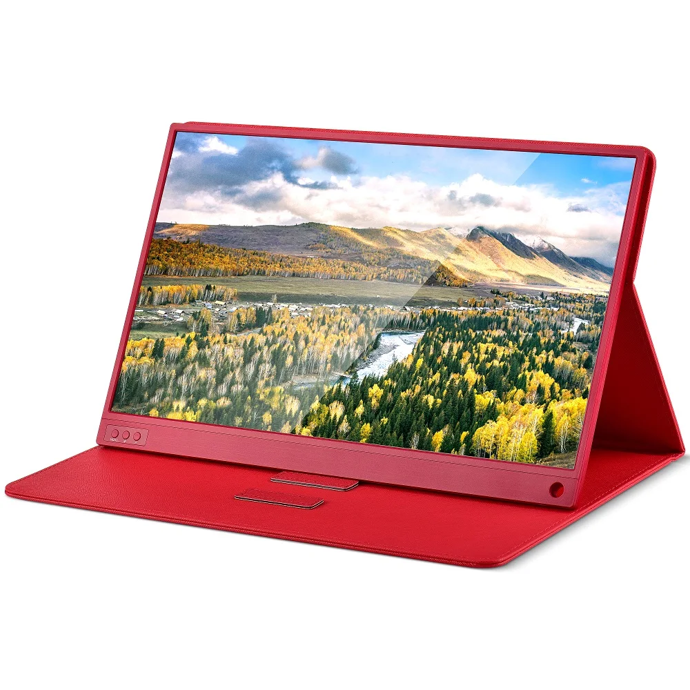 Сенсорный экран Портативный монитор 1920x1080 HD ips 15,6-дюймовый монитор игровой Дисплей для контроля уровня сахара в крови с кожаный чехол гнездо не требуется