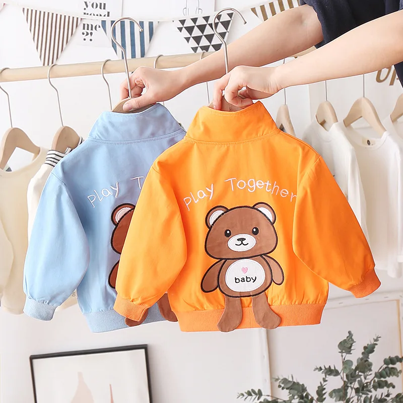 

Children's Spring and Autumn New Cartoon Jacket Children's Long Sleeve Cartoon Letter Cardigan Zipper Pure Cotton Sports Jacket