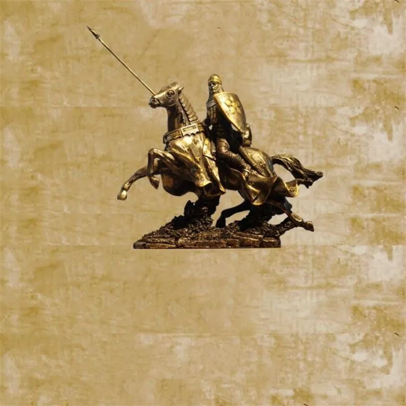 

Ancient Roman Knights Sculpture European Retro Ornaments Character Middle Ages Armor Warrior Statue Home Decoration Figurine Art