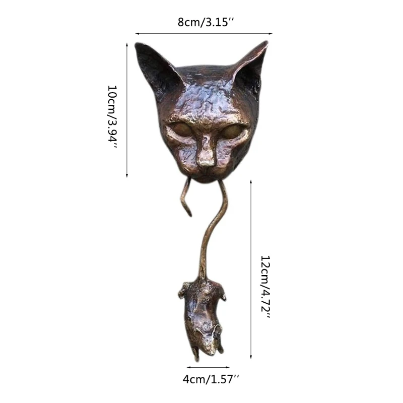 

Cat Door Knocker Sculpture Cat & Mouse Ornaments Decorative Cat Mouse Deterrent Decoration Front Door Wall Hanging
