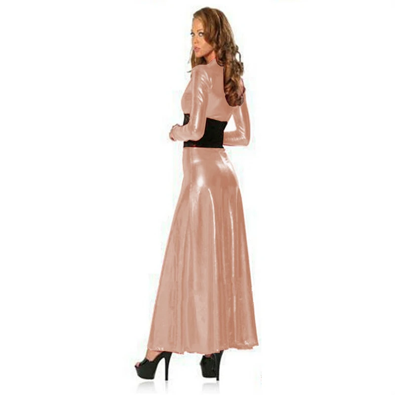 Женское длинное лоскутное платье Клубное с длинным рукавом и разрезом макси для