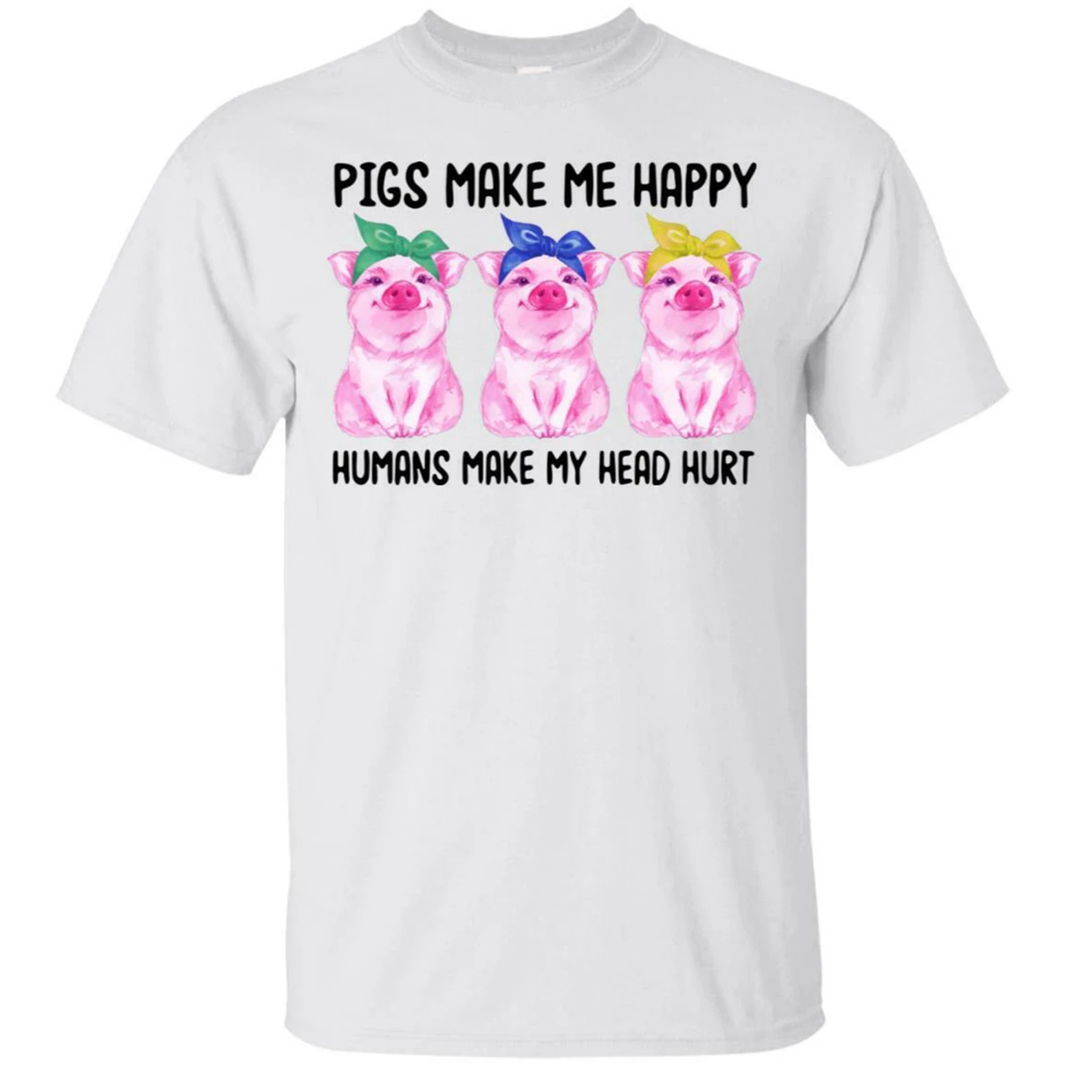 Мужская футболка со свиньями Make Me Happy Humans My Head Hurt белая S 3XL Сделано в США