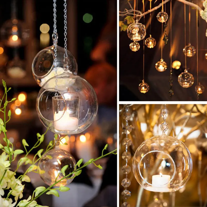 6/8/10/12Cm Clear Glass Round Hanging Candle Tea Light Holder Candlestick Home Globe Shape | Дом и сад
