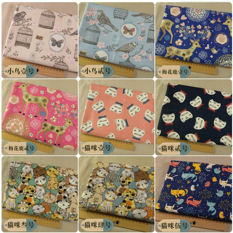 

145cm breadth High quality cotton 12 - inch canvas Fabric printed in birds flower and owl