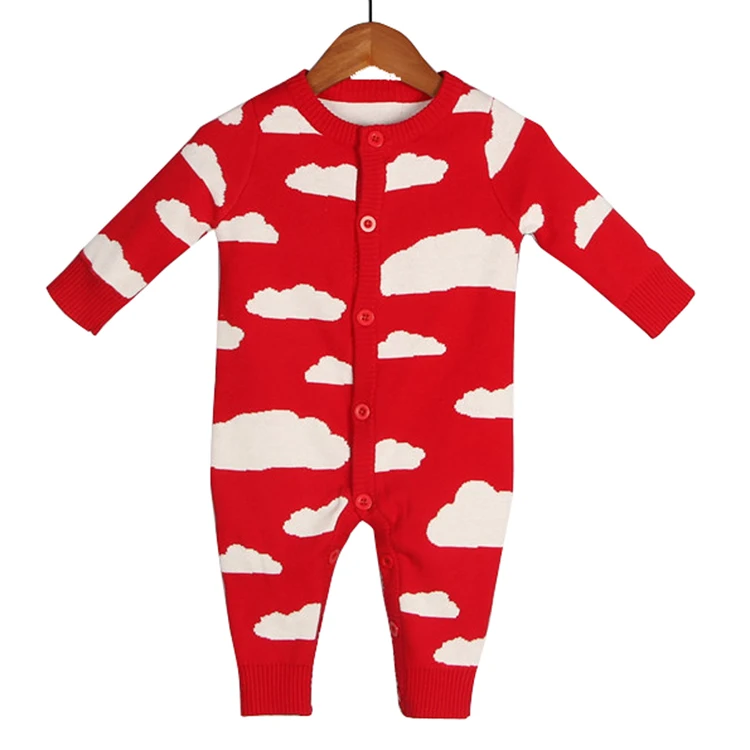 Вязаные Комбинезоны для маленьких девочек вязаные Осенние с облаками