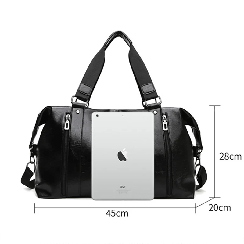 Men High Quality PU Leather Travel Bags Male Large Capacity Business Hand Luggage Bag Gym Waterproof Shoulder Bags XA18M