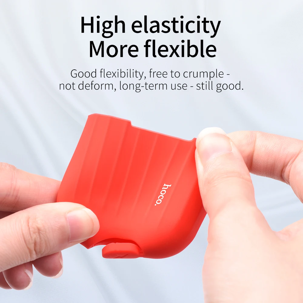 HOCO чехол для наушников для Apple Airpods, мягкий силиконовый чехол, цветной ультратонкий протектор для Air pods, чехол+ Подарок, не теряется