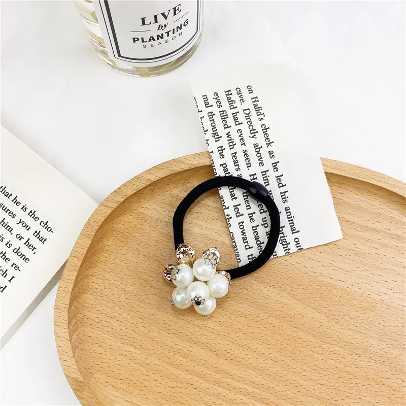 

Newest Pearls Elastic Hair Band for Women Girls Lace Ribbon Bow Knot Hair Scrunchies Ponytail Hair Tie Boutique Women Headwear