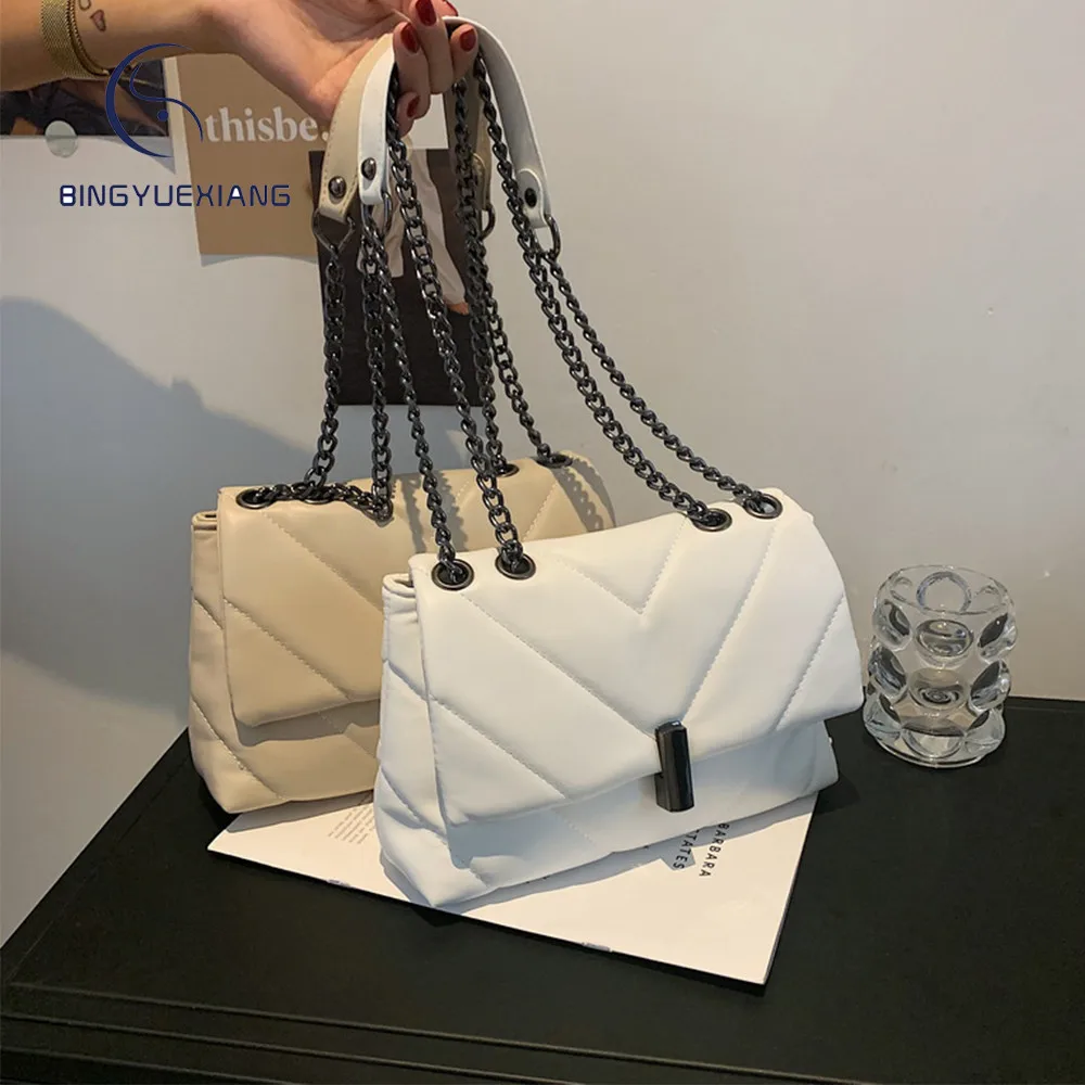 

2021 Fashion Chain Shoulder Strap Design Women Messenger Bags Luxury Designer High Quality Leather Ladies Shoulder Bag Sac Femme