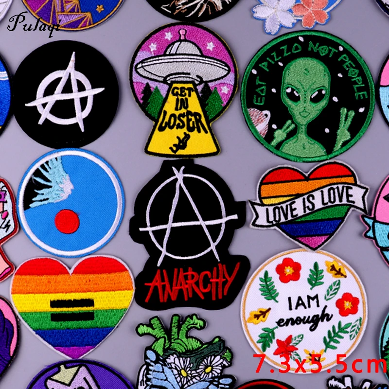

Round Shape Embroidery Applique UFO Ironing Sewing Supplies Decorative Badges Dog Animal Patches For Clothing Sticker Applque