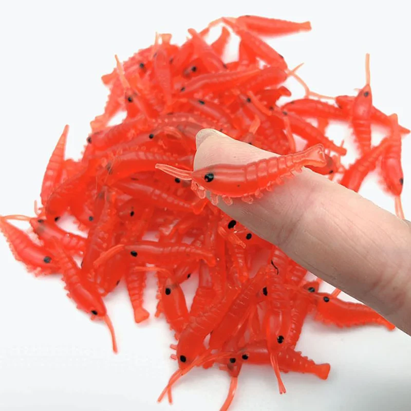

Simulation Fishing Bait 100 Soft Silicone Shrimp 2.5cm 0.35g Small Light Green Freshwater
