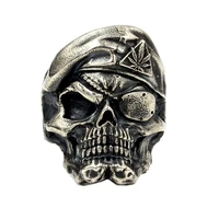 new thai silver skull one eyed dragon beret ring for man solid s925 pure silver handcrafted general tough guy drug lord man ring