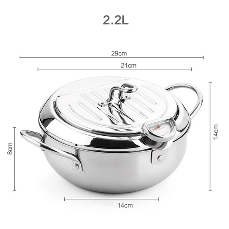 Японский Глубокий горшок для жарки 20/24 см с термометром и крышкой кухонная утварь
