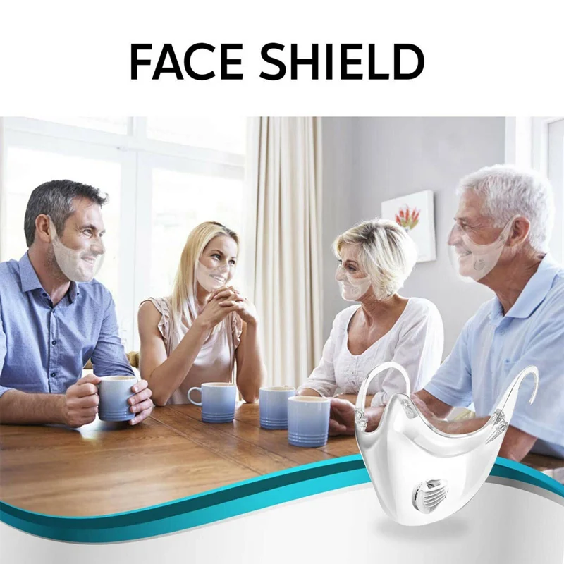 

Protective Mask Face Cover Durable Cycling Transparent Mouth Shield Plastic Reusable Anti-Fog/Oil Face Mask Kitchen Tools