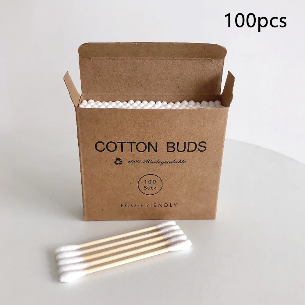 

100/200pcs Cotton Swab Travel Bamboo Ears Cleaning Home Anti Sticks Makeup Non Toxic Double Head Nose Disposable