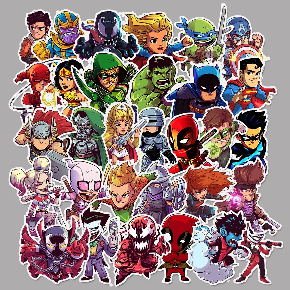 

10/50pcs Cartoon Disney Marvel Stickers The Avengers Waterproof Sticker Luggage Skateboard Guitar Laptop Stikers Kid Toy